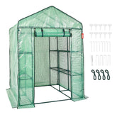 Walk-in Greenhouse 4.6x4.6x6.6ft with Shelves High Strength PE Cover Zipper Door Steel Frame Easy Assembly for Planting and Storage